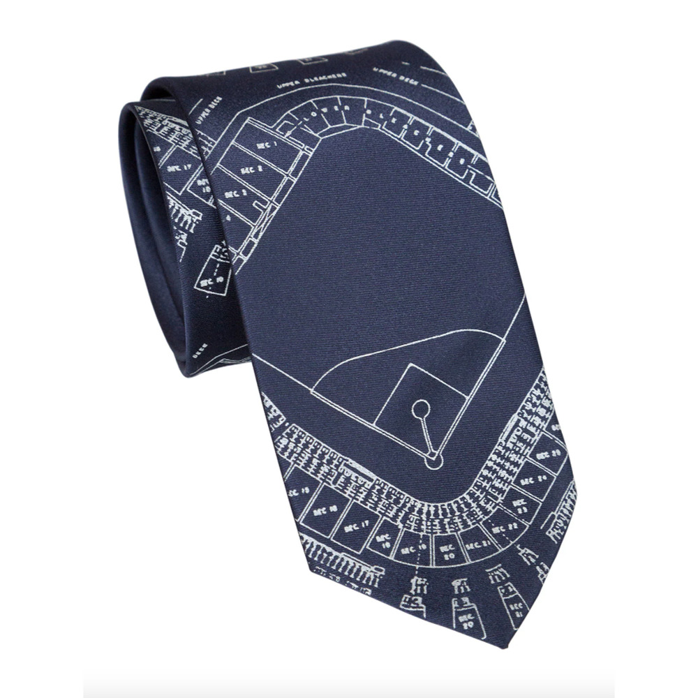NWT Cyberoptix Old Tiger Stadium Blueprint Historic Detroit Neck Tie Navy Men